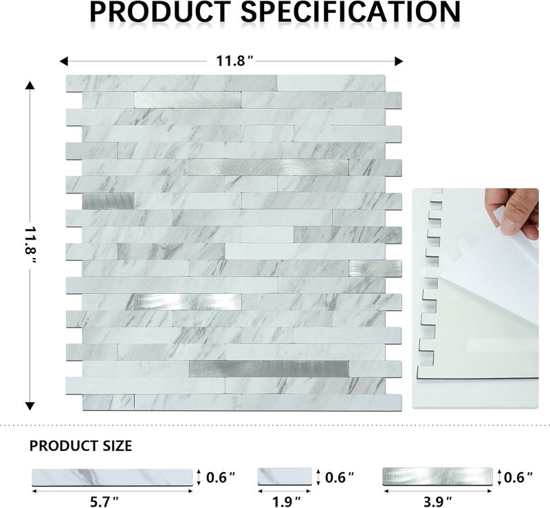 Midcard 10 Sheets Peel and Stick Backsplash PVC Wall Tile,for Kitchen Backsplash - Image 3